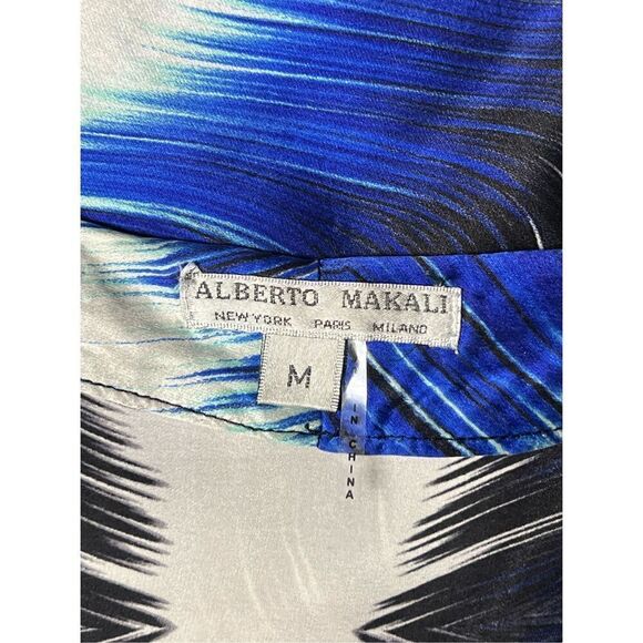 Alberto Makali Silk Geometric Print Peasant Blouse Size Medium - Picture 6 of 6